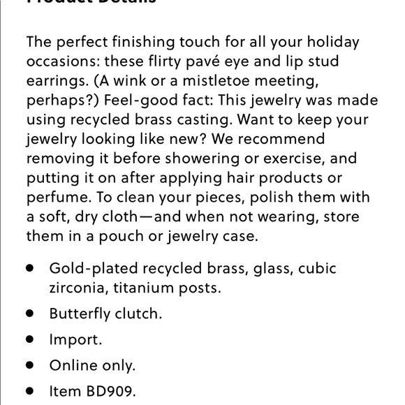 JCREW PAVE LIP AND EYE STUD EARRINGS - Picture 5 of 6